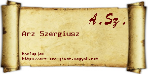 Arz Szergiusz névjegykártya